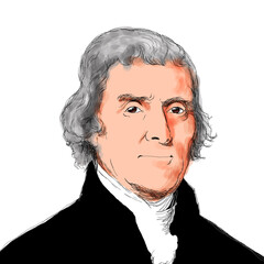 Illustration of US President Thomas Jefferson