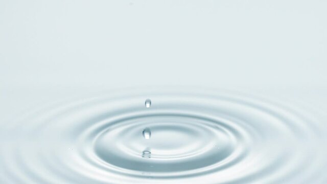 Slow Motion Water drop splash into  water.