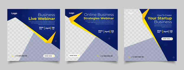Fototapeta premium Business webinar banner for social media post template 