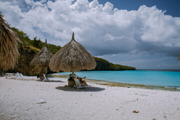  Cas Abou Beach on the caribbean island of Curacao, Playa Cas Abou in Curacao Caribbean tropical...