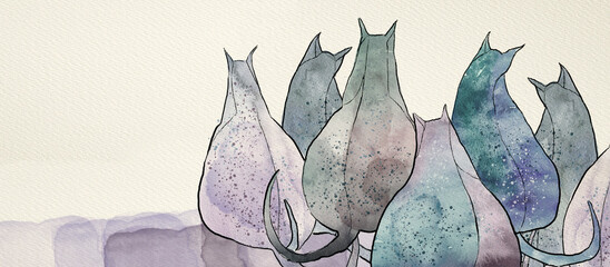 Cats. Watercolor design element
