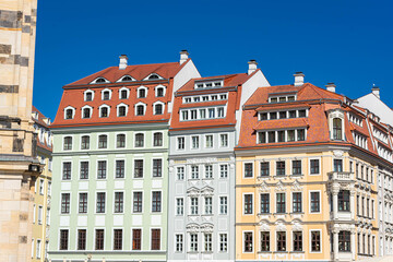 Fototapeta na wymiar Colorful historical houses in Dresden historic center, Germany