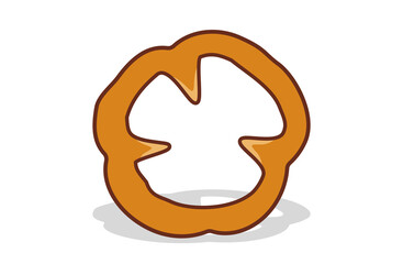 Freshly chopped bell pepper. Vector paprika. Orange sweet pepper.