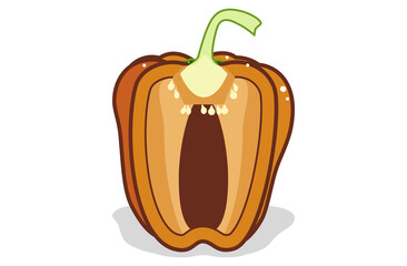 Fresh bell pepper. Vector paprika. Orange sweet pepper.