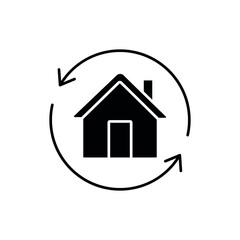Constant change of residence glyph icon. Real estate. Black silhouette symbol. Vector isolated illustration