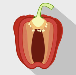 Fresh bell pepper. Vector paprika. Red sweet pepper.