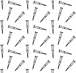 Vector seamless pattern of invalid crutch silhouette isolated on white background