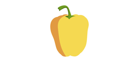 Fresh bell pepper. Simple vector paprika. Yellow sweet pepper.