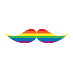 Vector flat lgbt rainbow flag mustache isolated on white background