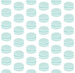 Vector seamless pattern of hand drawn doodle sketch mint green macaron pie isolated on white background