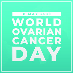 world ovarian cancer day may 8th, modern creative banner, sign, design concept, social media post, template with white text on an abstract blue background. 