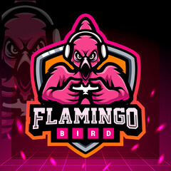 Flamingo gaming mascot. esport logo design