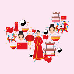 chinese country illustration