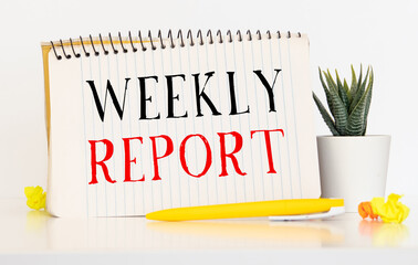 weekly report - text written in notebook on financial charts