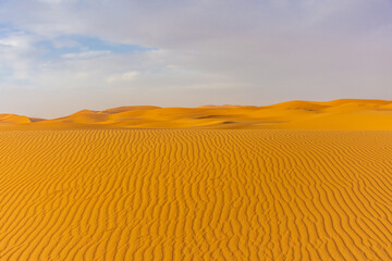 Beautiful landscape of the dunes in the Sahara Desert, Merzouga, Morocco