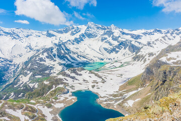 Fototapeta na wymiar Amazing Alpine landscape with lakes in Gran Paradiso National Park, Piedmont Italy