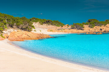 Amazing pink sand beach in Budelli Island, Maddalena Archipelago, Sardinia Italy