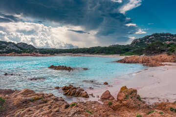 Amazing pink sand beach in Budelli Island, Maddalena Archipelago, Sardinia