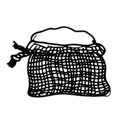 Black and white hand-drawn isolated sack. Vector. Drawing for printing T-shirts.