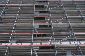 construction site with tall scaffolding