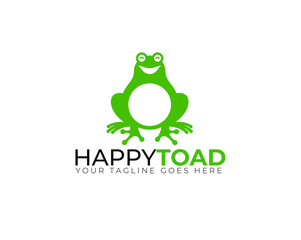 big smiling face of green frog sitting 