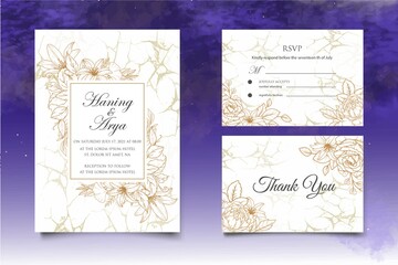 Hand Drawing Botanical Wedding Card Set