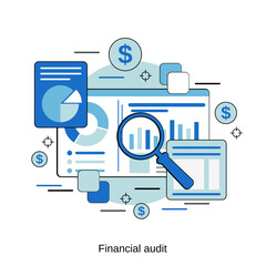 Financial audit, business statistics, analytics flat design style vector concept illustration