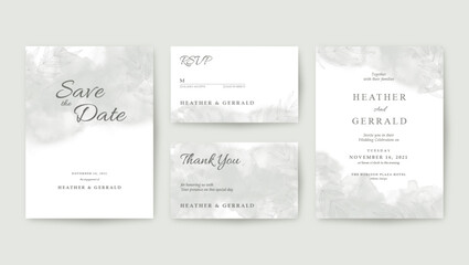 Romantic wedding invitation with grey watercolor background