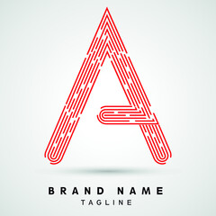 A Letter Logo concept Linear style. Creative Minimal Monochrome Monogram emblem design template. Graphic Alphabet Symbol for Luxury Fashion Corporate Business Identity. Elegant Vector element