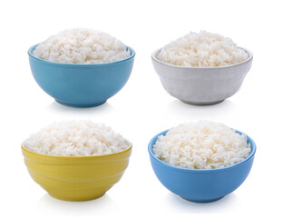  jasmine Rice in a bowl on white