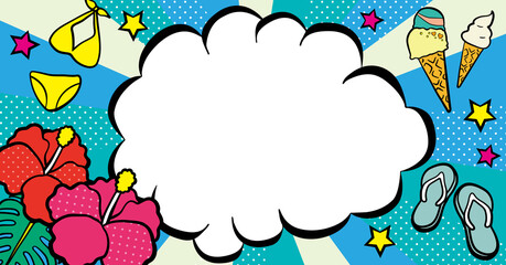 アメコミ風吹き出し　夏　プールデザイン