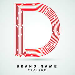 D Letter Logo concept Linear style. Creative Minimal Monochrome Monogram emblem design template. Graphic Alphabet Symbol for Luxury Fashion Corporate Business Identity. Elegant Vector element