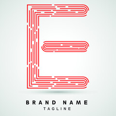 E Letter Logo concept Linear style. Creative Minimal Monochrome Monogram emblem design template. Graphic Alphabet Symbol for Luxury Fashion Corporate Business Identity. Elegant Vector element