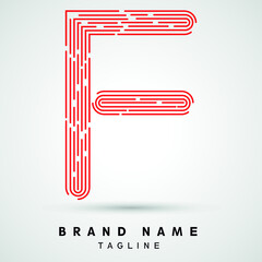 F Letter Logo concept Linear style. Creative Minimal Monochrome Monogram emblem design template. Graphic Alphabet Symbol for Luxury Fashion Corporate Business Identity. Elegant Vector element