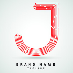 J Letter Logo concept Linear style. Creative Minimal Monochrome Monogram emblem design template. Graphic Alphabet Symbol for Luxury Fashion Corporate Business Identity. Elegant Vector element