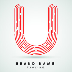 U Letter Logo concept Linear style. Creative Minimal Monochrome Monogram emblem design template. Graphic Alphabet Symbol for Luxury Fashion Corporate Business Identity. Elegant Vector element