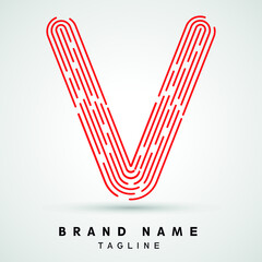 V Letter Logo concept Linear style. Creative Minimal Monochrome Monogram emblem design template. Graphic Alphabet Symbol for Luxury Fashion Corporate Business Identity. Elegant Vector element