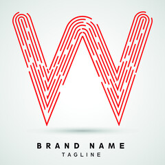 W Letter Logo concept Linear style. Creative Minimal Monochrome Monogram emblem design template. Graphic Alphabet Symbol for Luxury Fashion Corporate Business Identity. Elegant Vector element