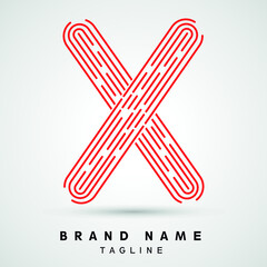 X Letter Logo concept Linear style. Creative Minimal Monochrome Monogram emblem design template. Graphic Alphabet Symbol for Luxury Fashion Corporate Business Identity. Elegant Vector element