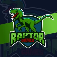 raptor dinosaurs mascot esport logo design