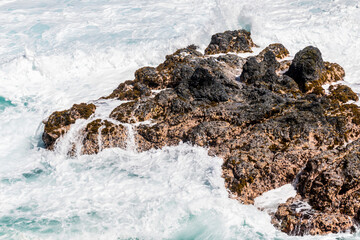 Waves Crash Against Rugged Lava Coastline Near Kauiau Point, Waianapanapa State Park, Maui, Hawaii, USA