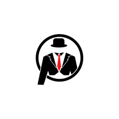 black mafia men tuxedo symbol vector logo