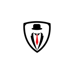 black mafia men tuxedo symbol vector logo