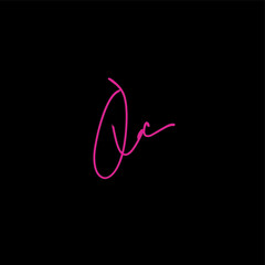 QC q c Initial handwriting creative fashion elegant design logo Sign Symbol template vector icon