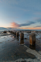 Sunrise view on the beach shore.