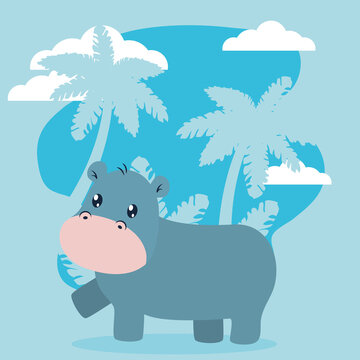 cute hippopotamus illustration