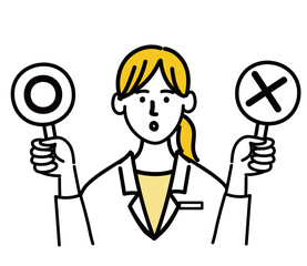 医師　医者　女性　ポップ　マルバツ　○×
