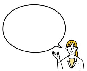 医師　医者　女性　ポップ　提案　医療　空欄　空白
