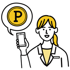 医師　医者　女性　ポップ　ポイント　スマホ
