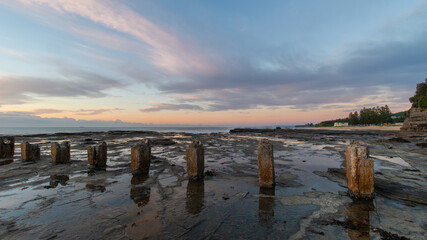 Sunrise view of the beach shore.